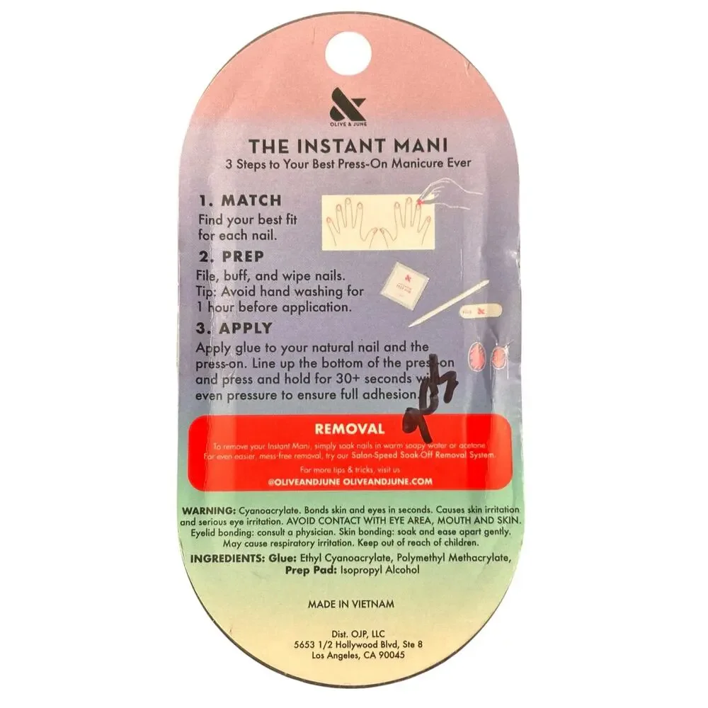 Olive & June‎ Press-on Nails-Maximalist-Ruby French With Pearls-Medium-Almond